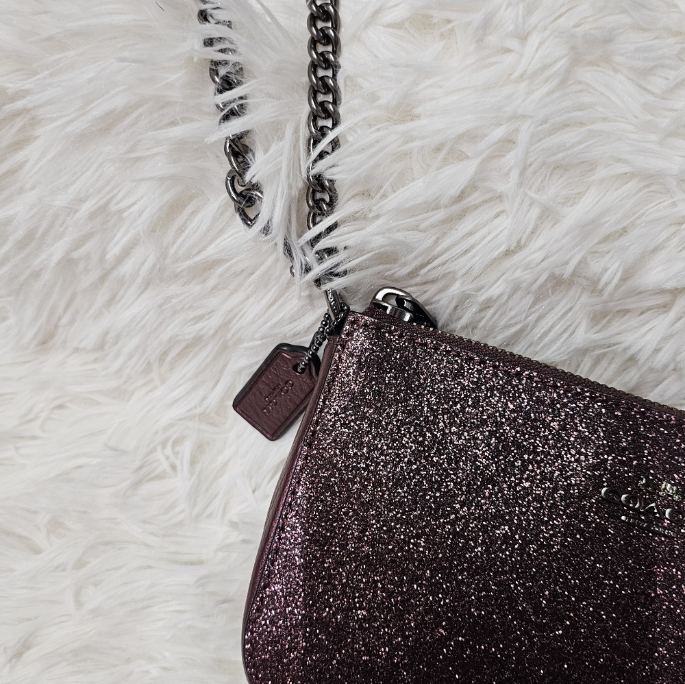 Coach Nolita Wristlet 15" inch Burgundy Glitter/Silver 2015 EUC - Picture 7 of 16